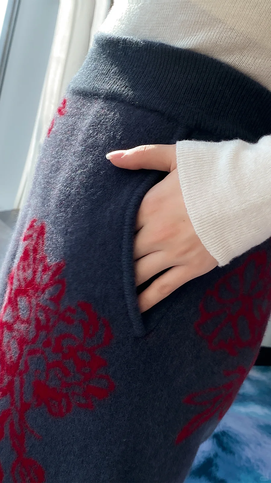 一眼就爱上这款裤子了，纯羊毛提花阔腿裤