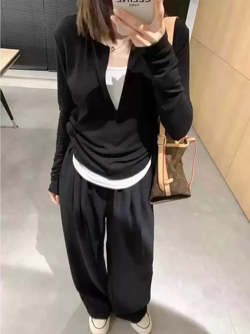 半隐形拉链假两件打底衫