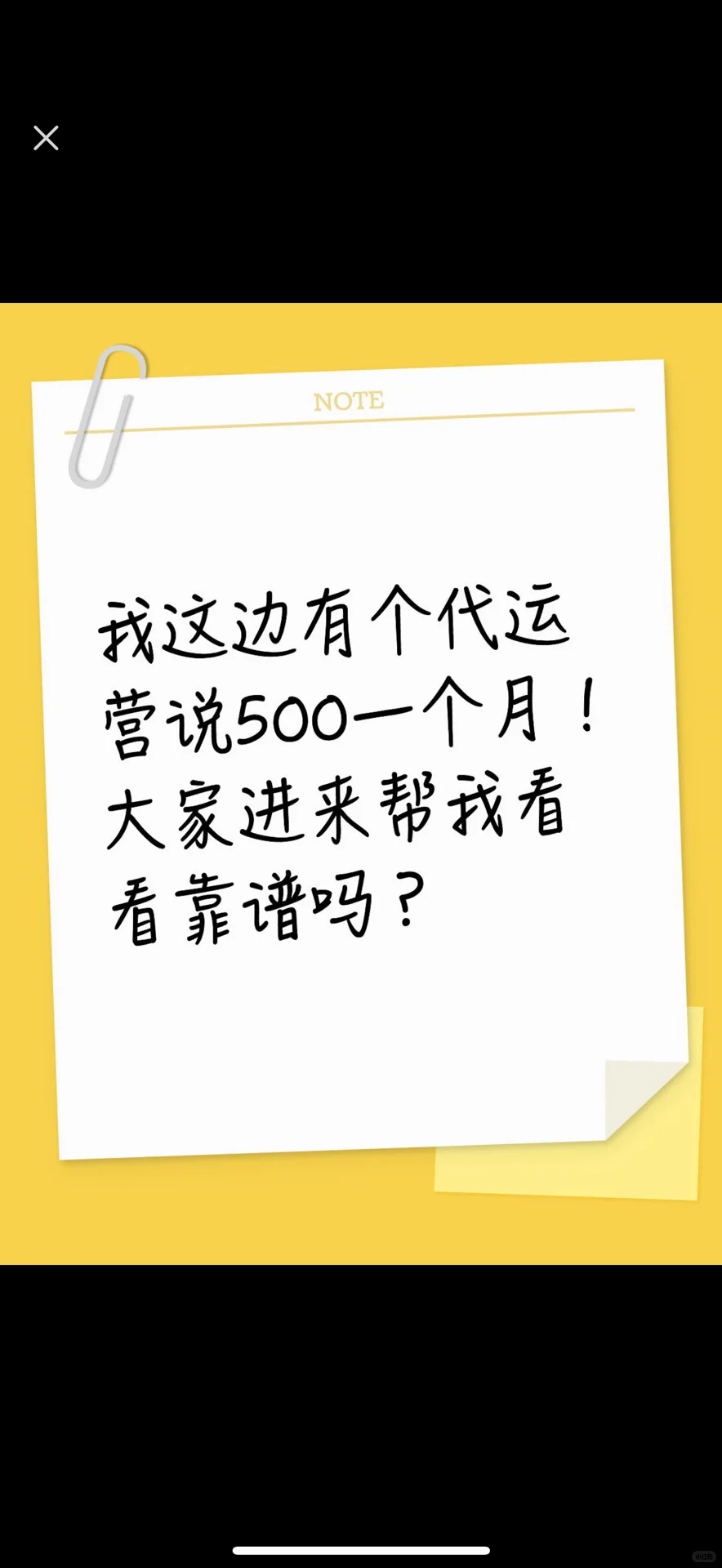 我这边有个代运营说500一个月！大家进来帮我