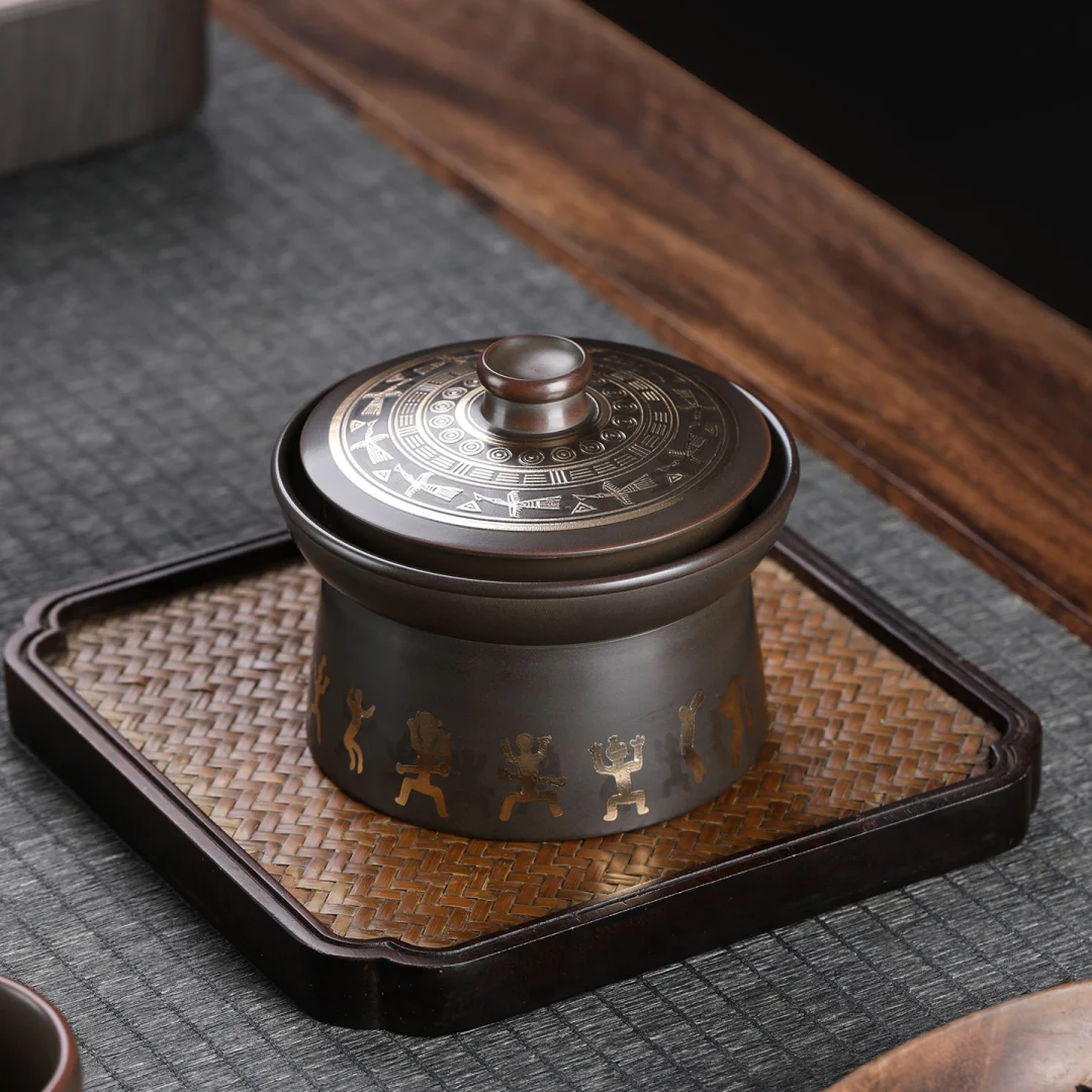 广西文创非遗礼物铜鼓花山盖碗茶器伴手礼