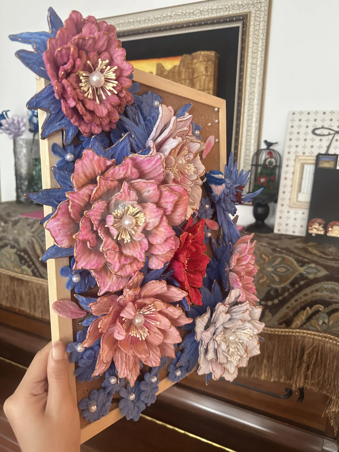 扭扭棒牡丹立体画完工～???