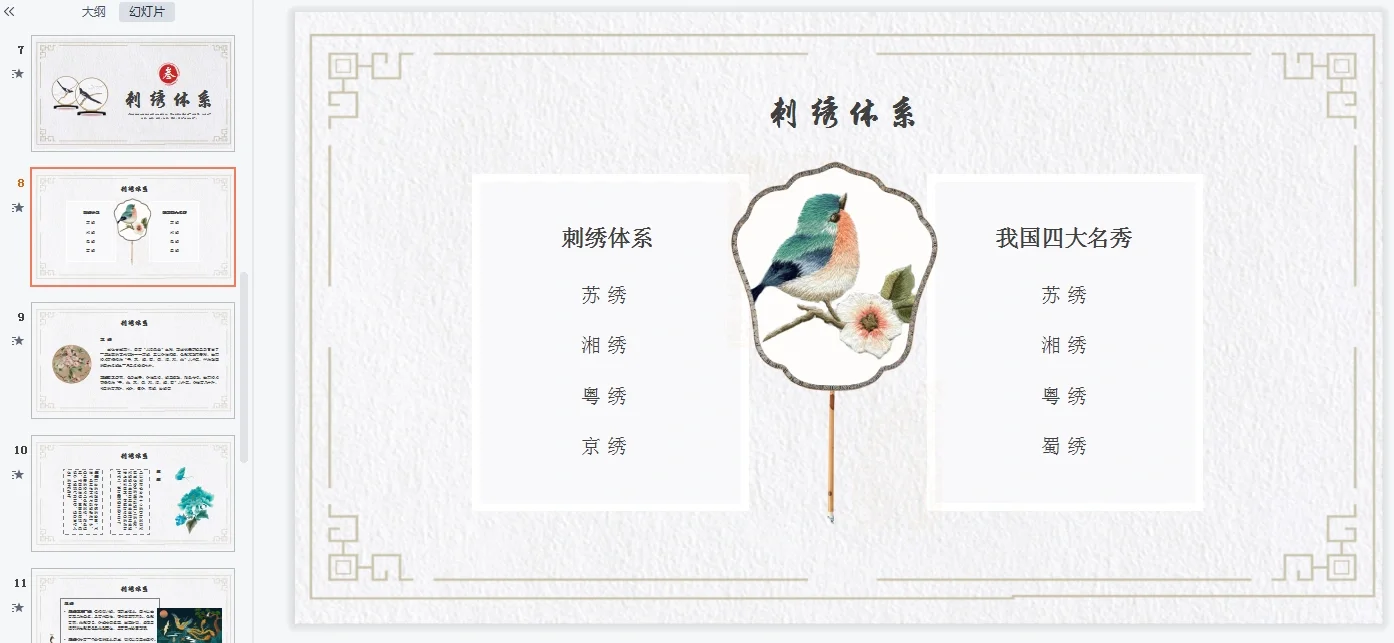 绝美❗️非遗刺绣文化主题ppt课件太美了