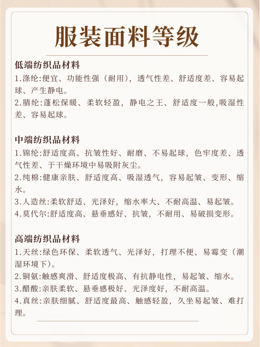 常见服装面料划分,服装人建议收藏!