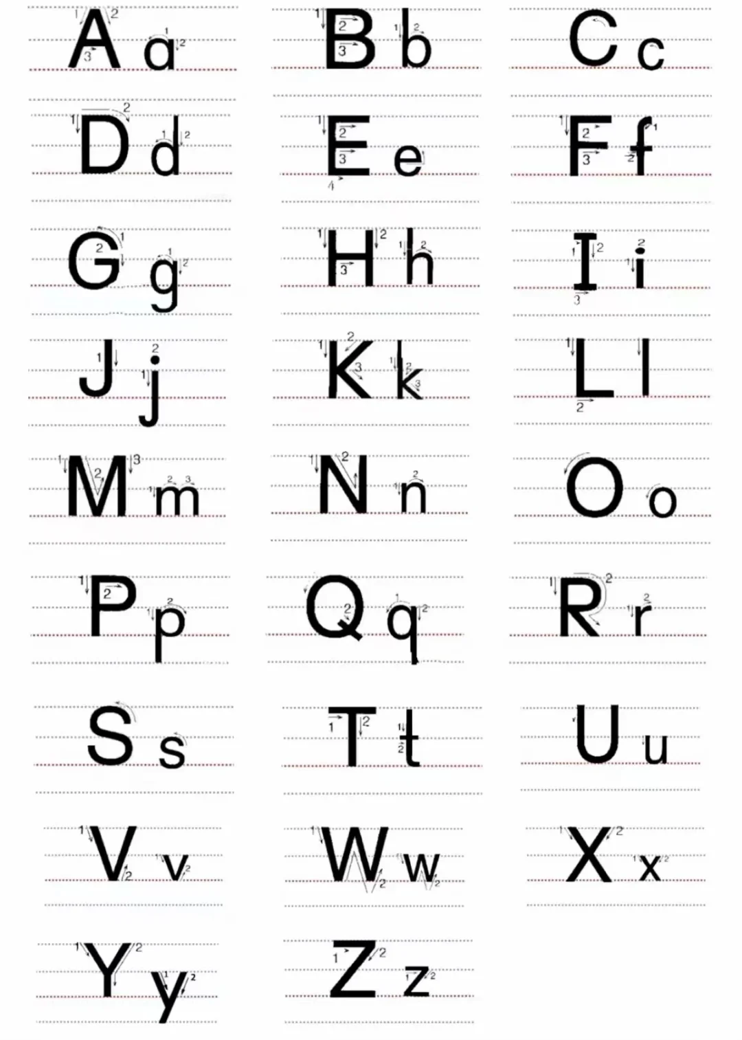 冀教版三年级上册26个英文字母