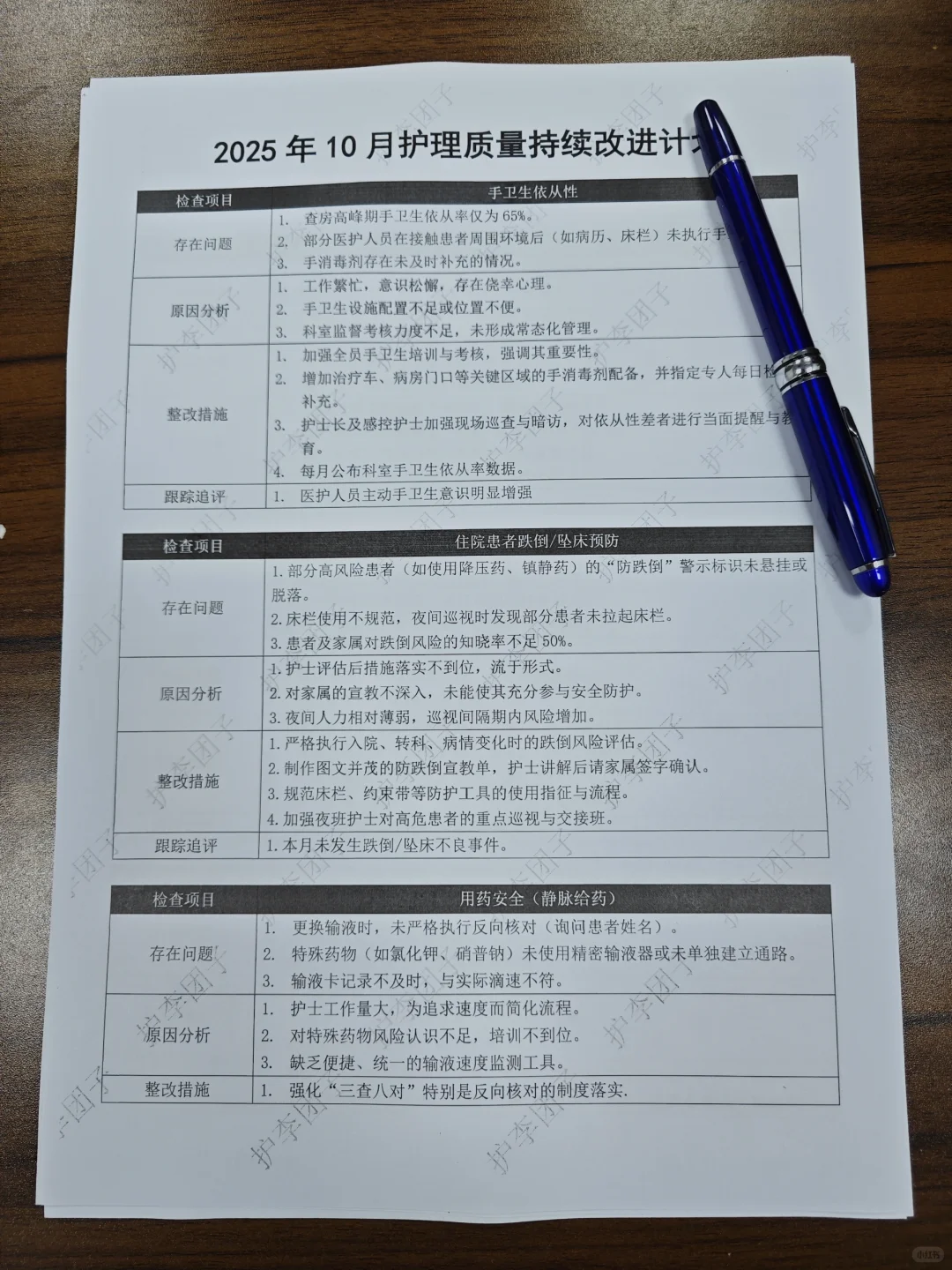 护士长悄悄给的，最新护理质量持续改进计划