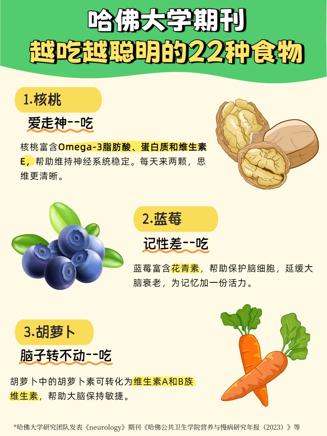 22种“最强大脑”食物！备考用脑必看❗️