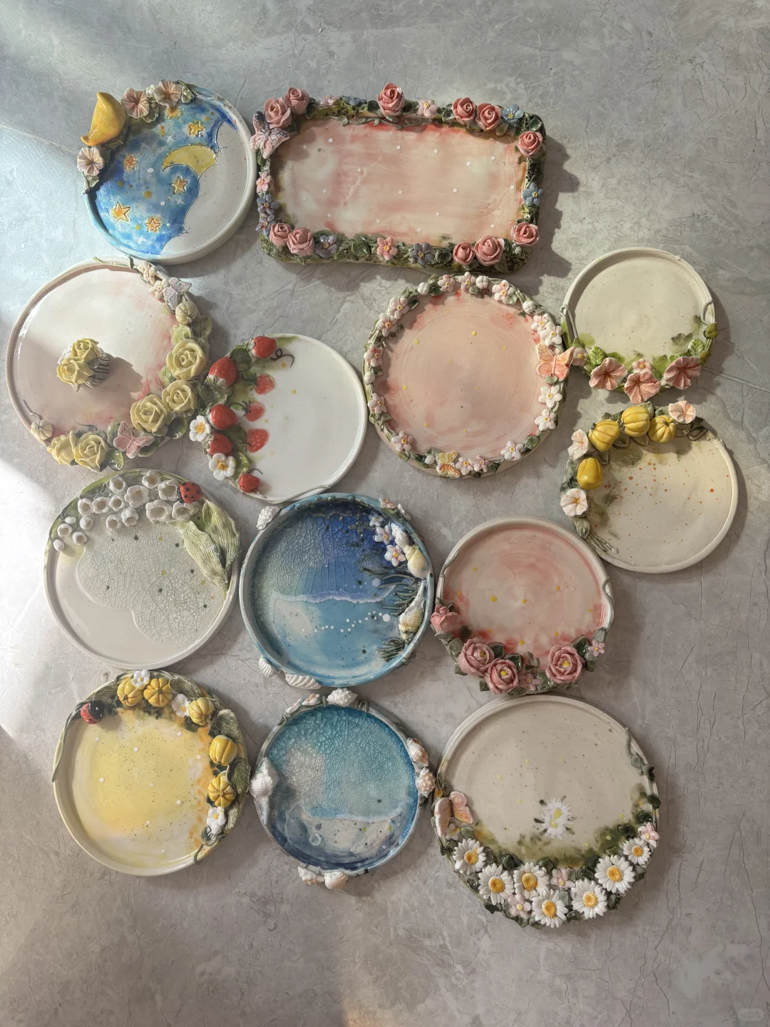 最近出窑的托盘合照