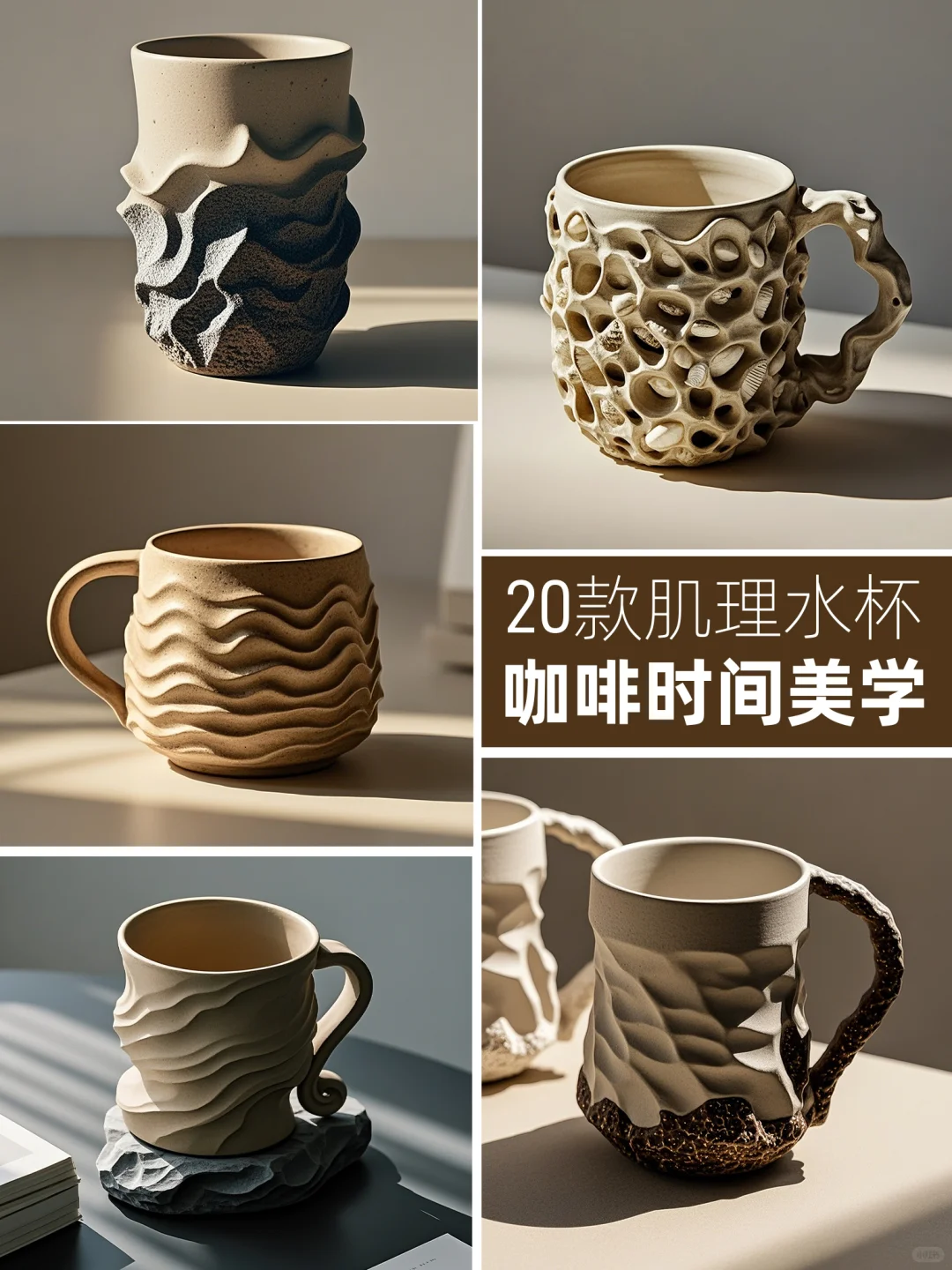 哑光粗陶的治愈力量，每天摸鱼都在杯子肌理