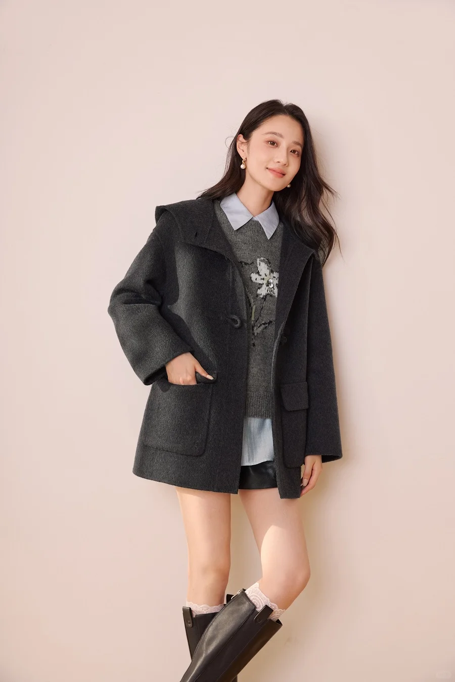 香影lookbook?格雷系大衣·甜酷学院风