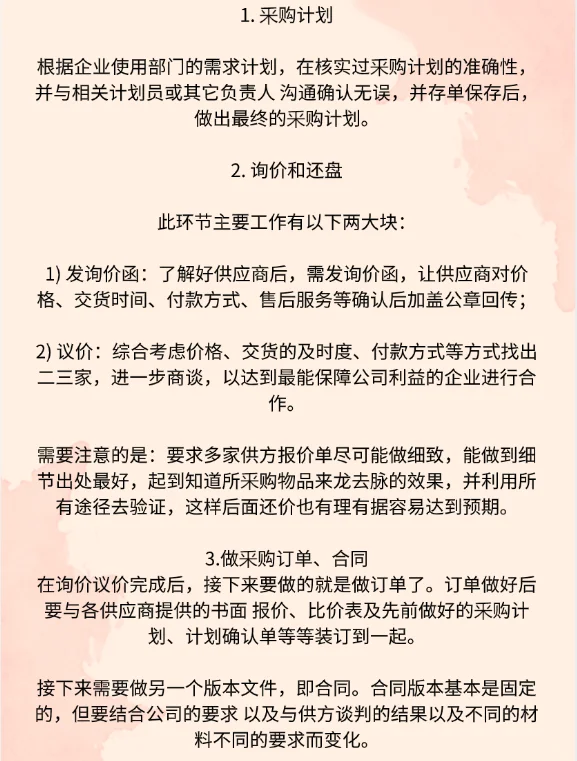 采购人员，采购的基本流程一定要懂