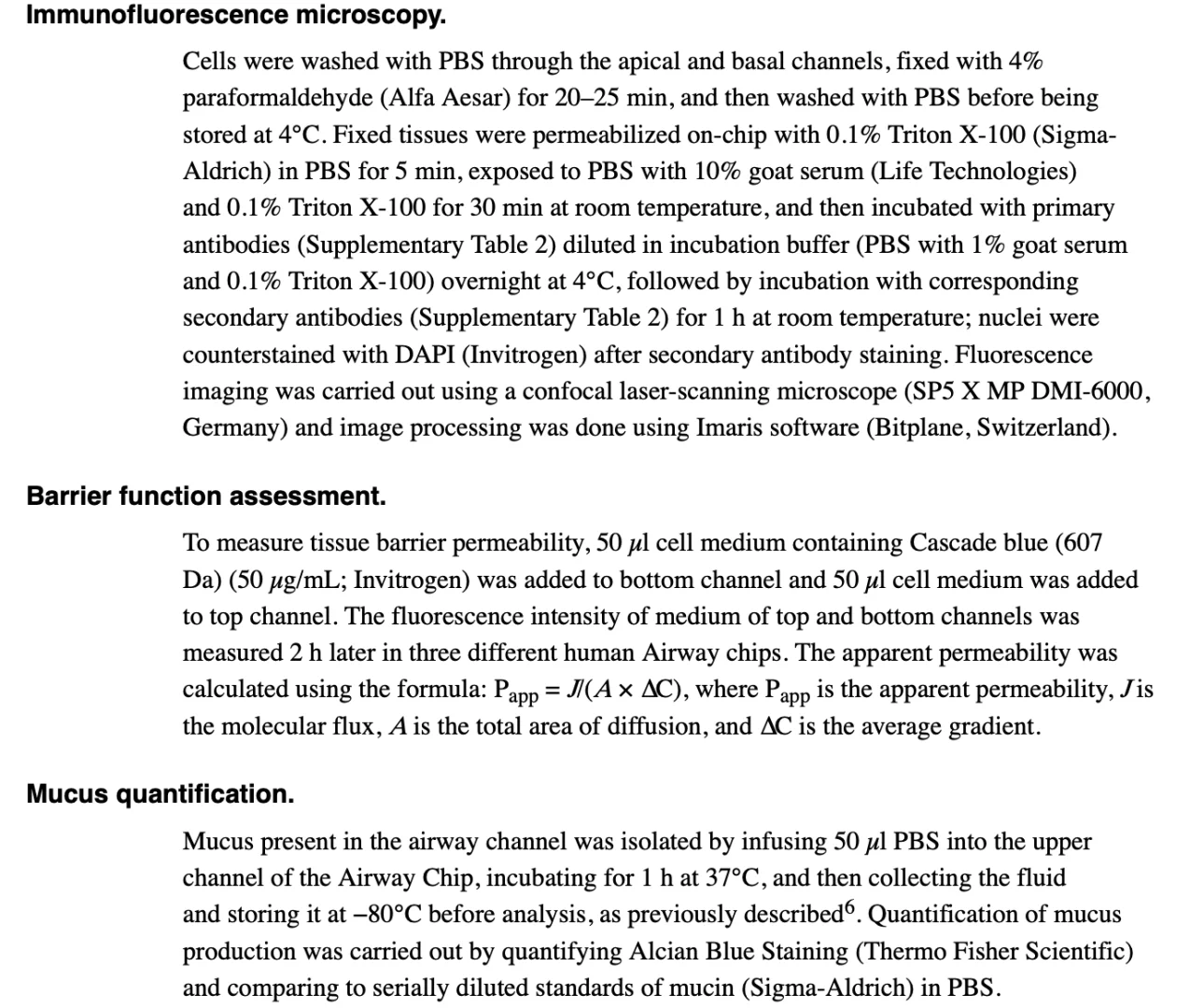 肺气道芯片的构建和常用鉴定方法参考