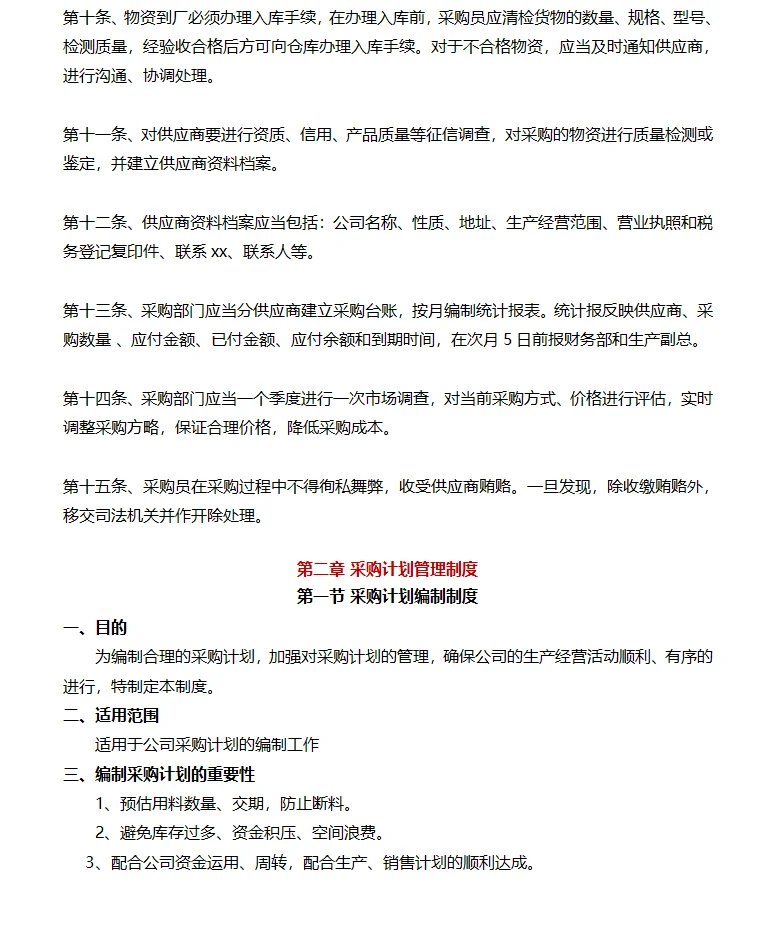 刚挖来的采购总监，整理的这套采购管理制度