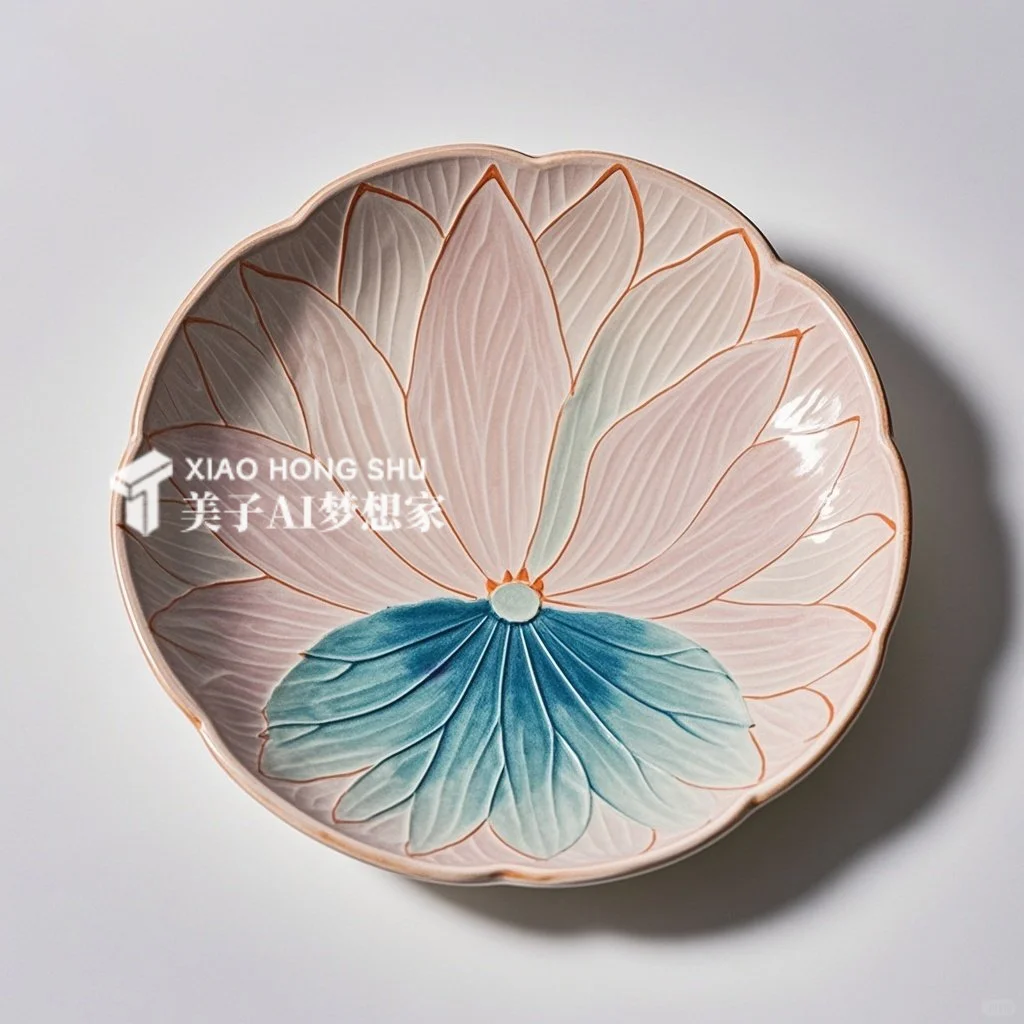 ?AI产品设计1000个✨国彩莲花陶瓷餐盘