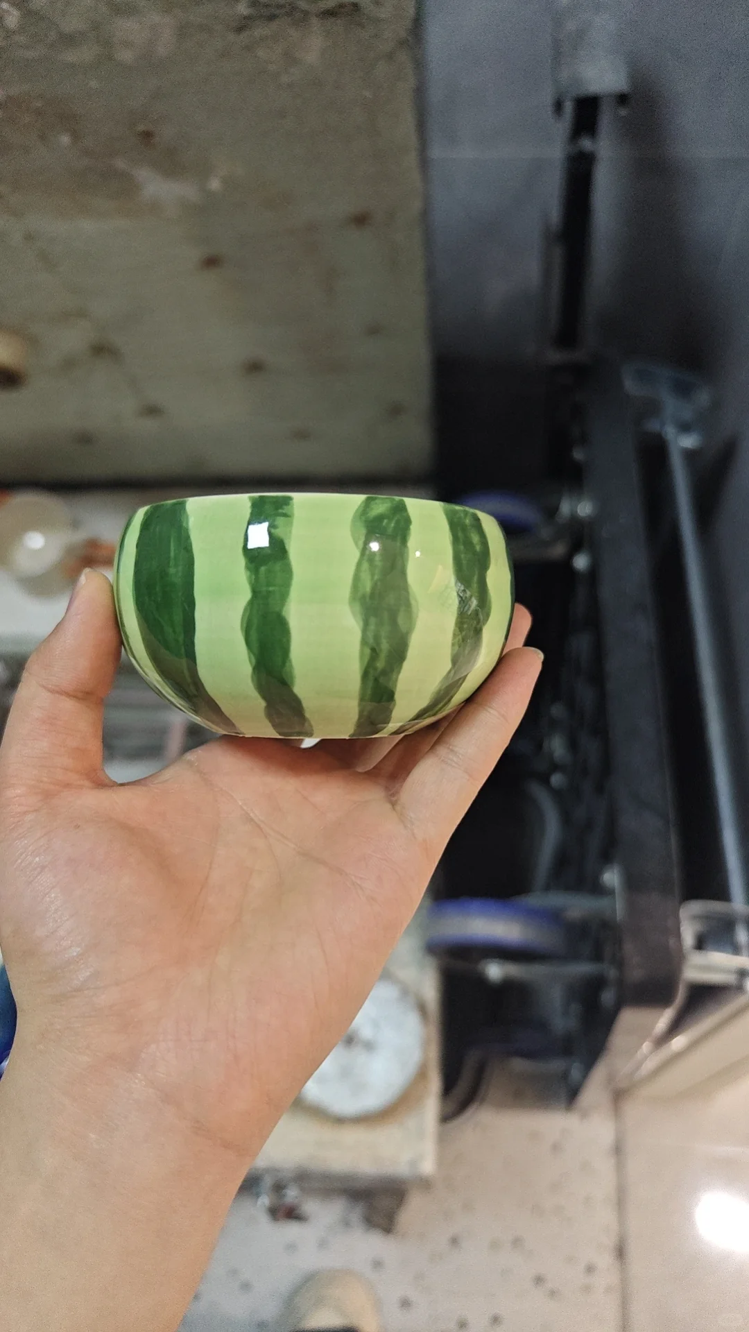 陶艺diy/西瓜碗，左滑看成品