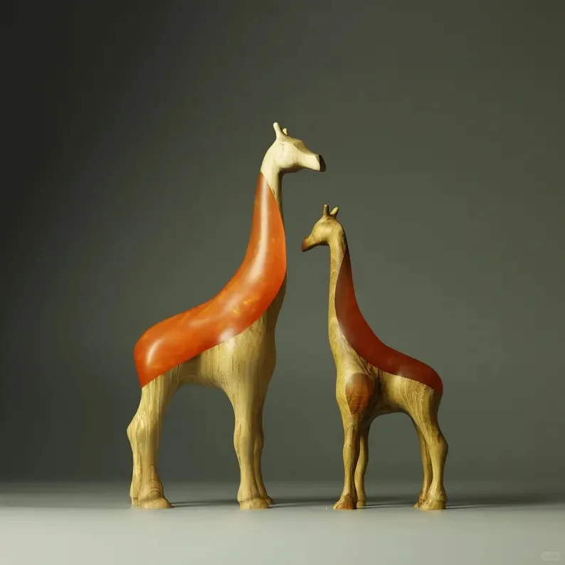 树脂和实木结合的动作雕塑