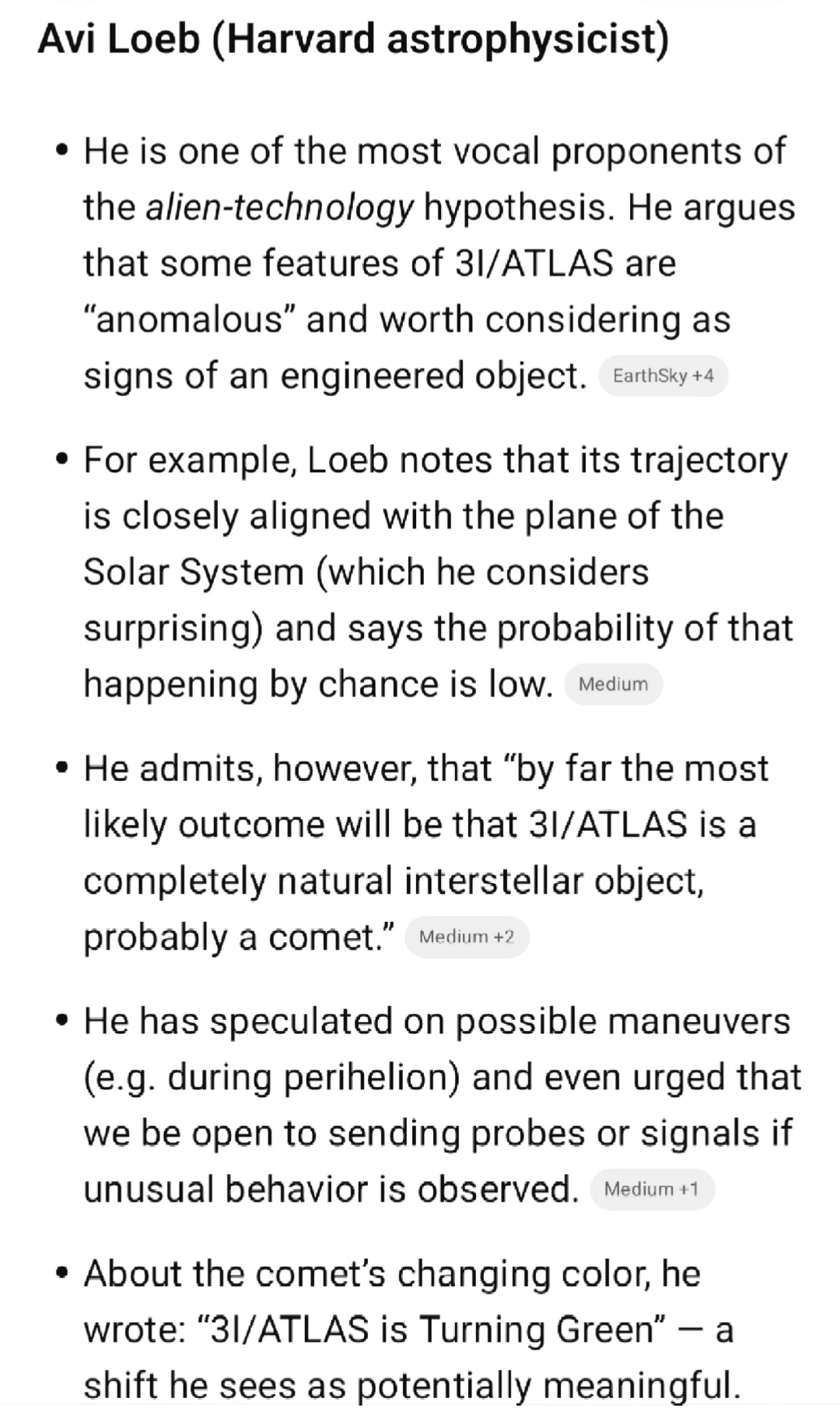 ?3I/ATLAS - 哈佛天文学家说可能是外星