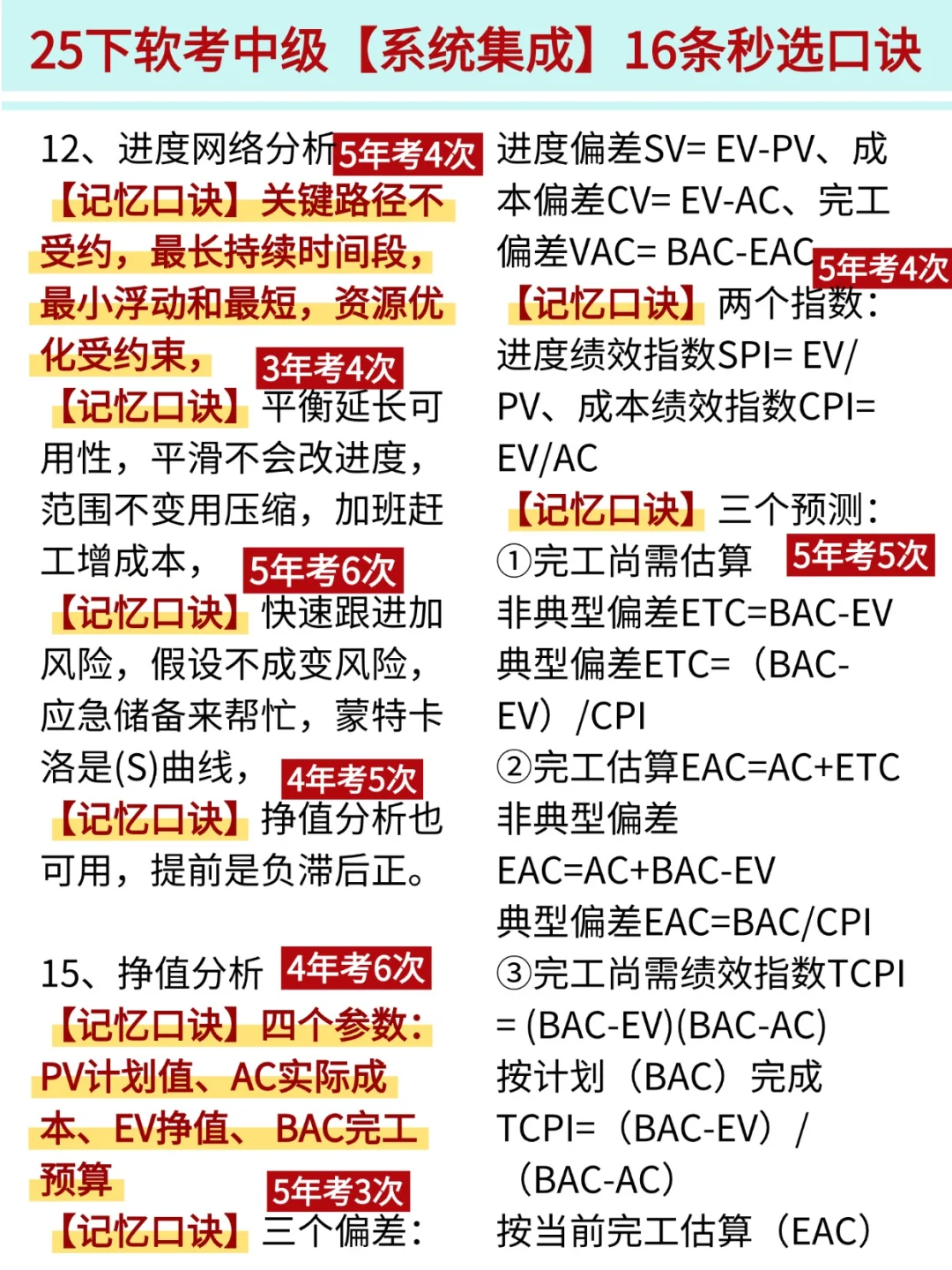 别裸考下周六系统集成3h够了(极简背诵版)