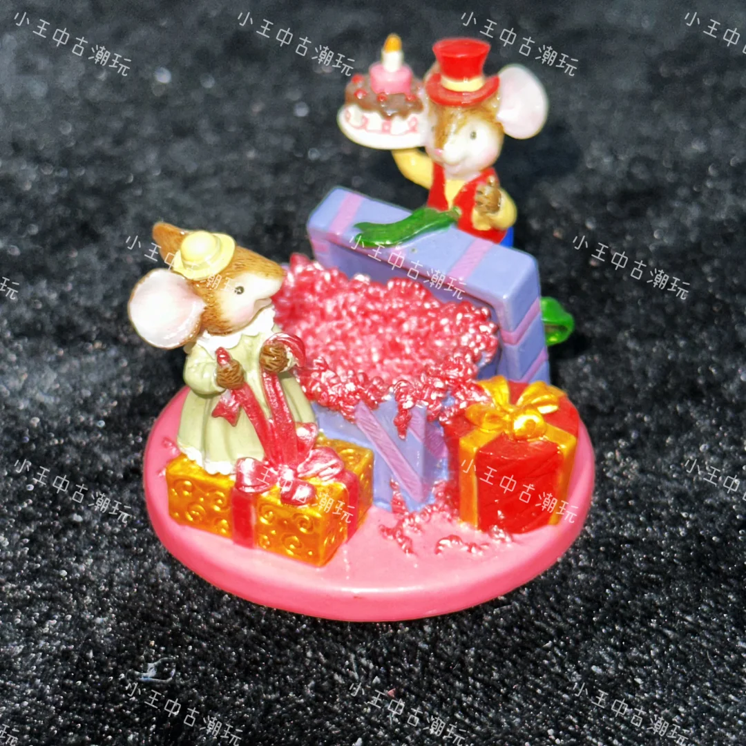 台资老货过生日老鼠树脂摆件，粉色底座配礼