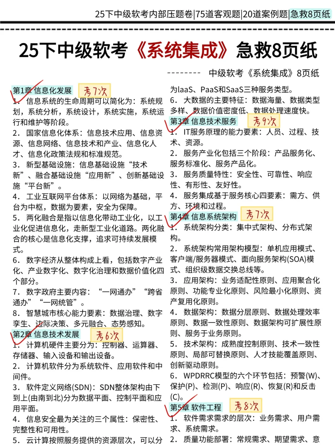 别裸考下周六系统集成3h够了(极简背诵版)