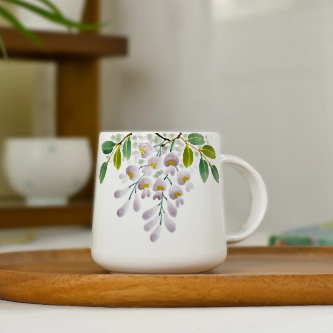 是小清新的紫藤花马克杯