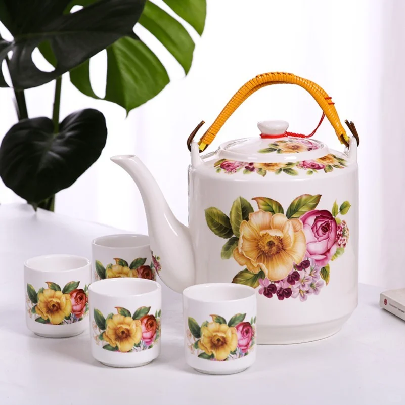 大容量陶瓷冷水壶家用大号青花瓷凉水壶景德