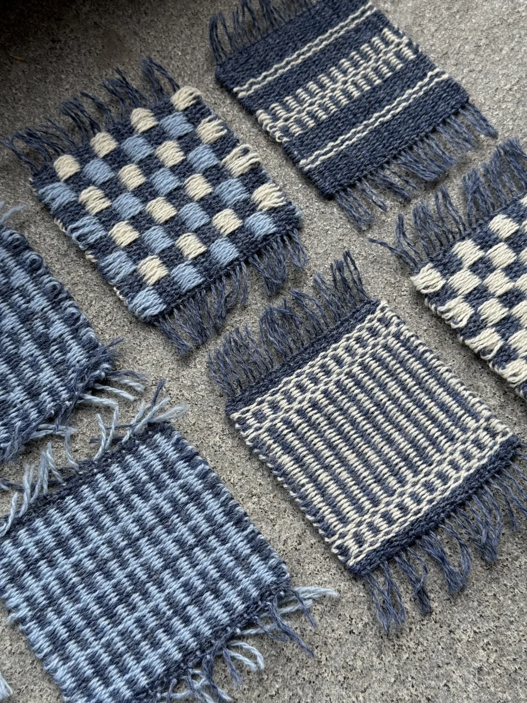 织布机织杯垫｜蓝白系