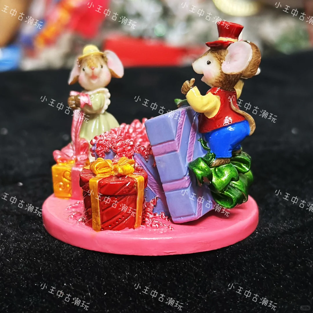 台资老货过生日老鼠树脂摆件，粉色底座配礼