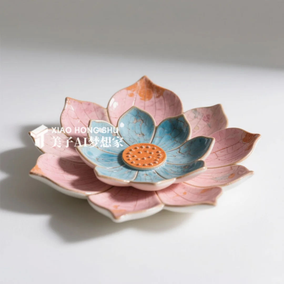 ?AI产品设计1000个✨国彩莲花陶瓷餐盘