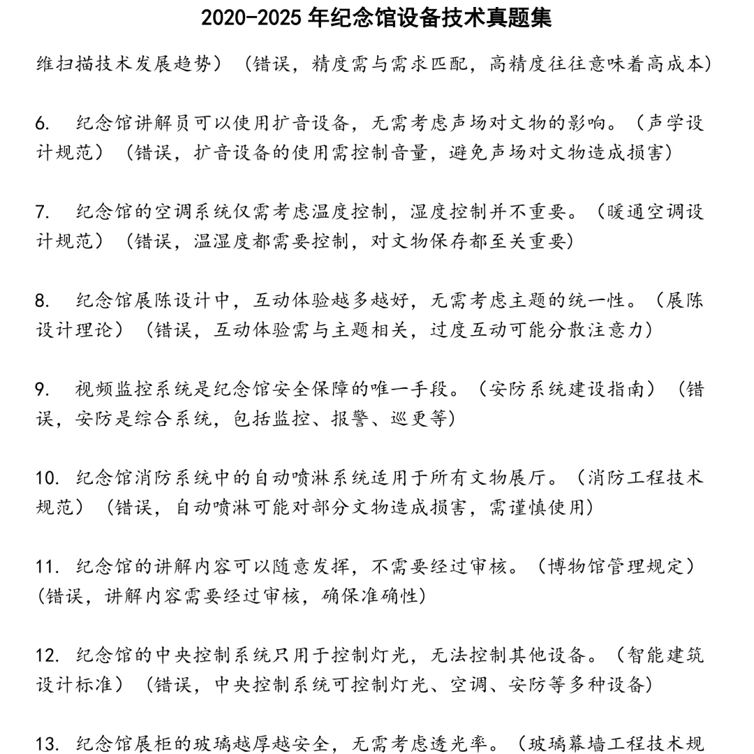 2025精选纪念馆设备技术笔试真题集合
