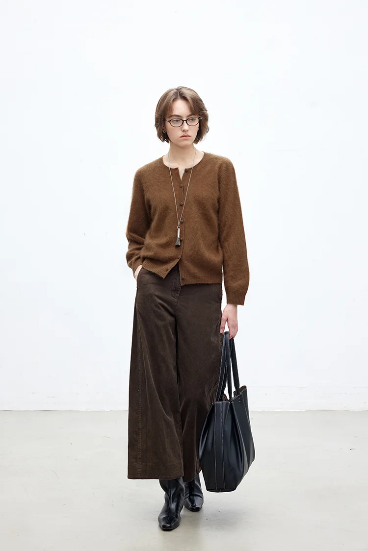 羊毛羊绒混纺|一体成型拉毛开衫