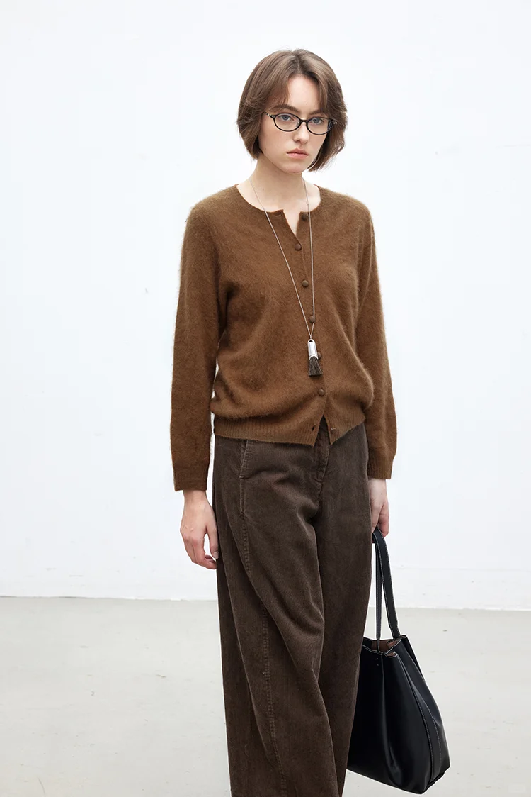 羊毛羊绒混纺|一体成型拉毛开衫