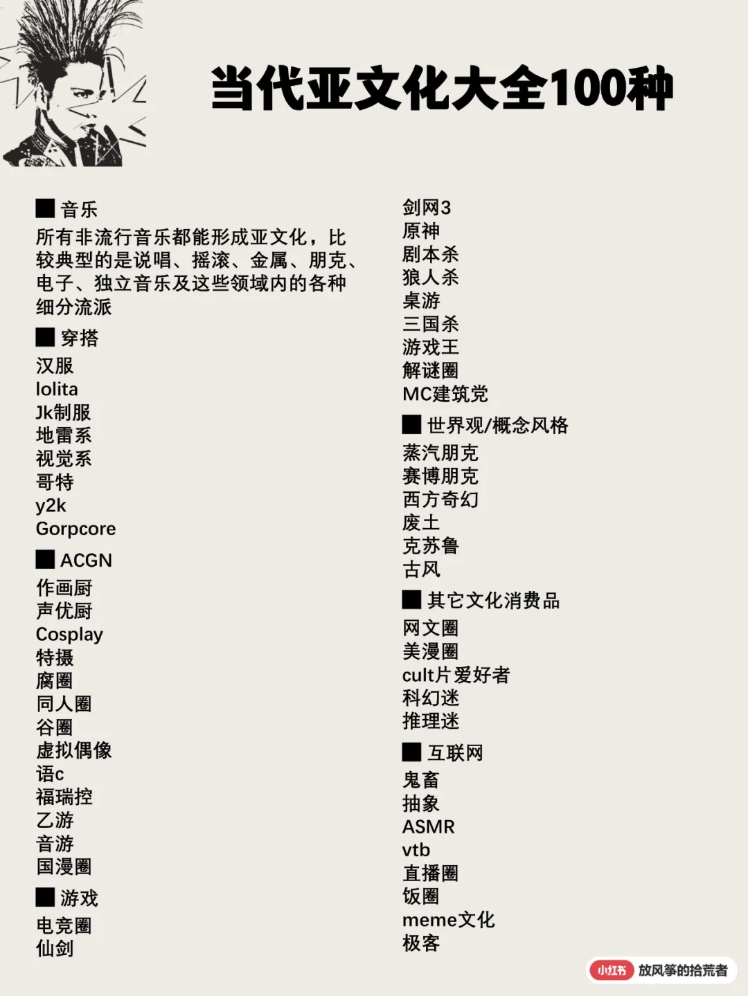 当代亚文化大全100种