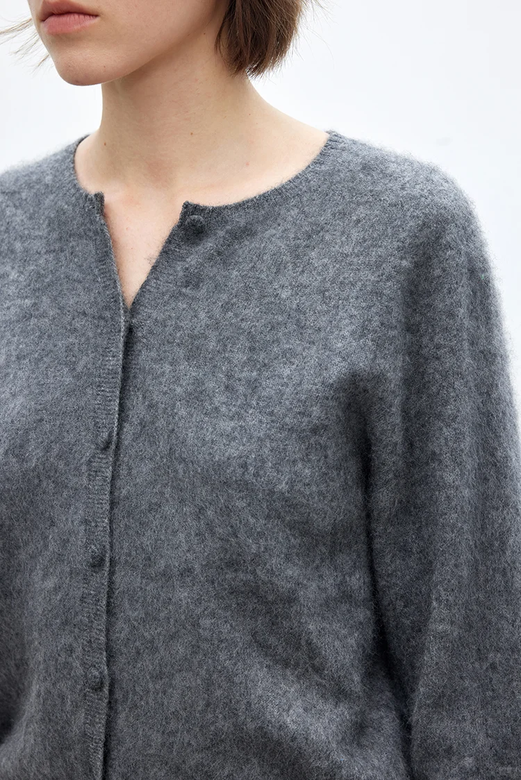 羊毛羊绒混纺|一体成型拉毛开衫