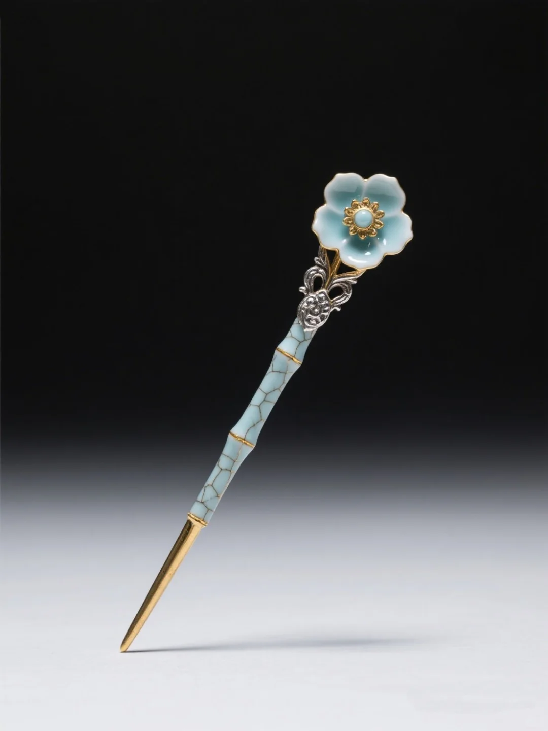 竹影花韵·陶瓷发簪