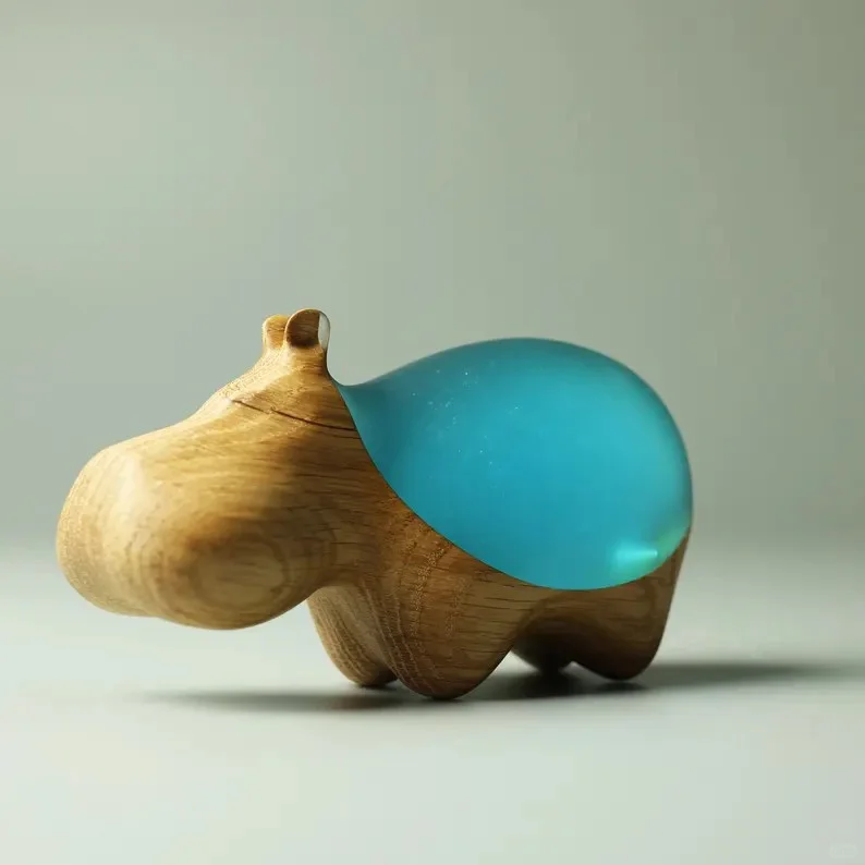 树脂和实木结合的动作雕塑