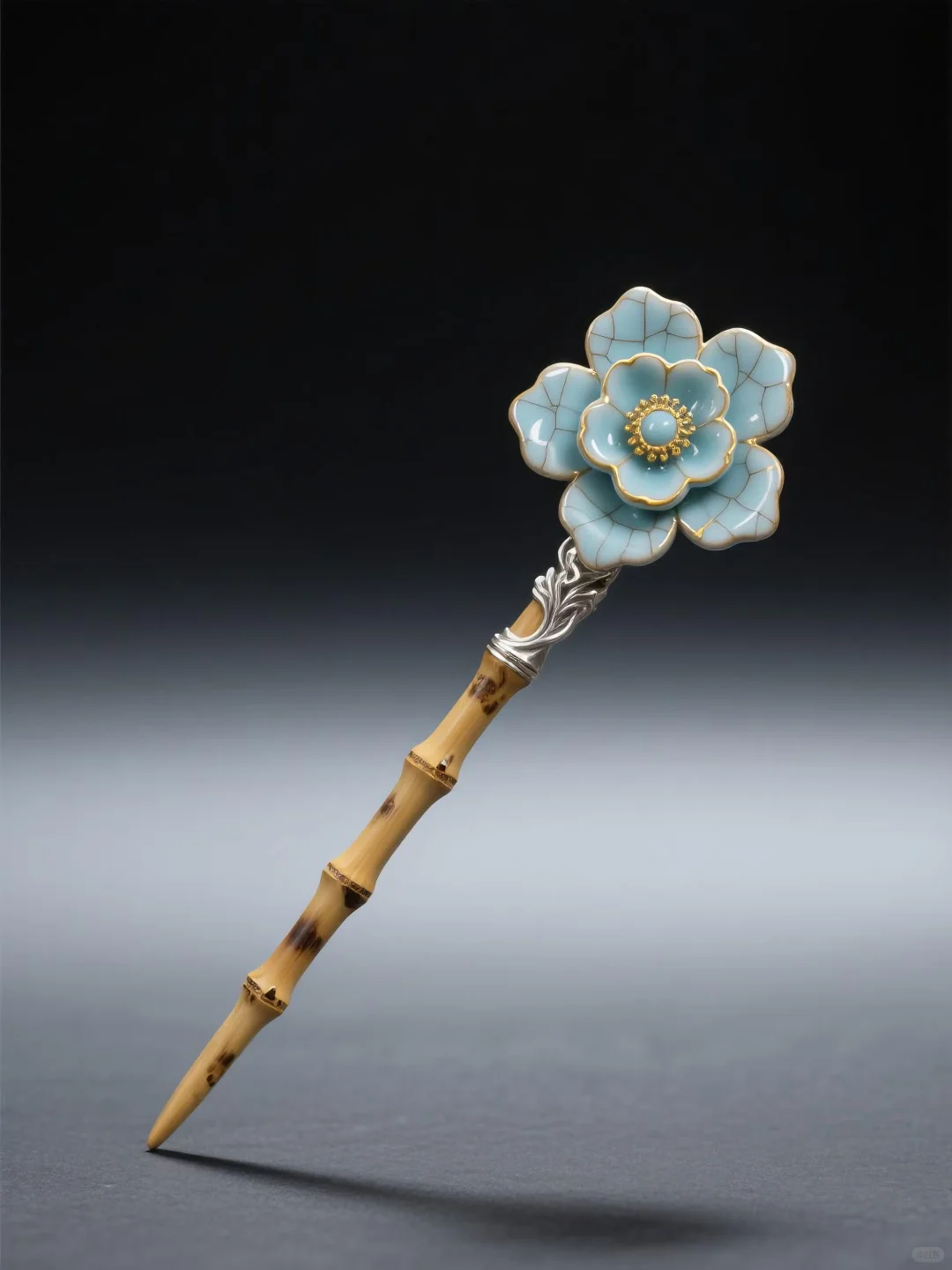 竹影花韵·陶瓷发簪