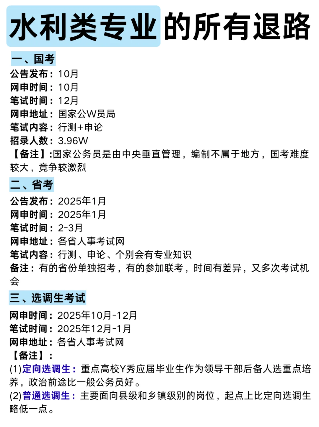 属于水利类的所有退路来啦!