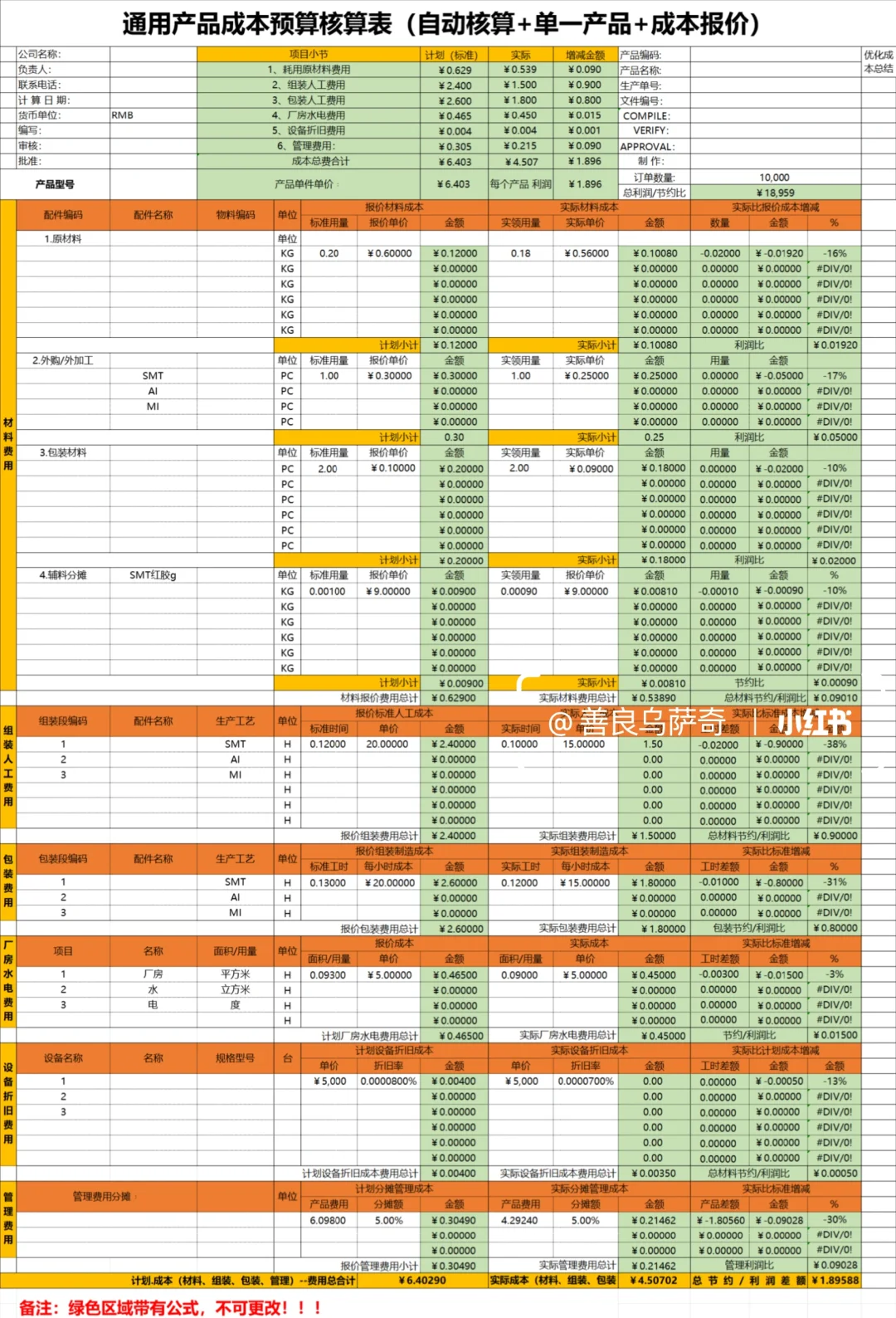熬了两夜，终于把成本核算给搞明白了！