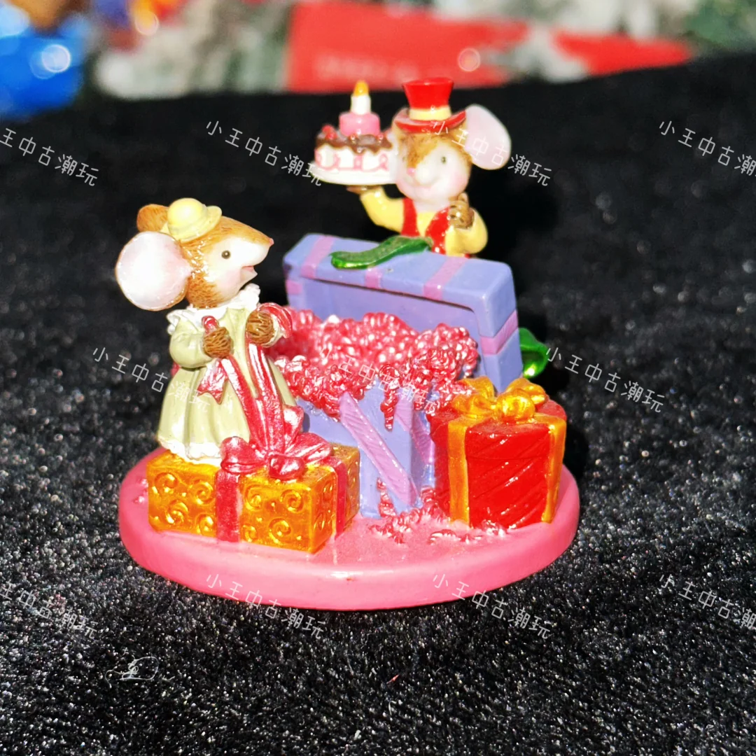 台资老货过生日老鼠树脂摆件，粉色底座配礼