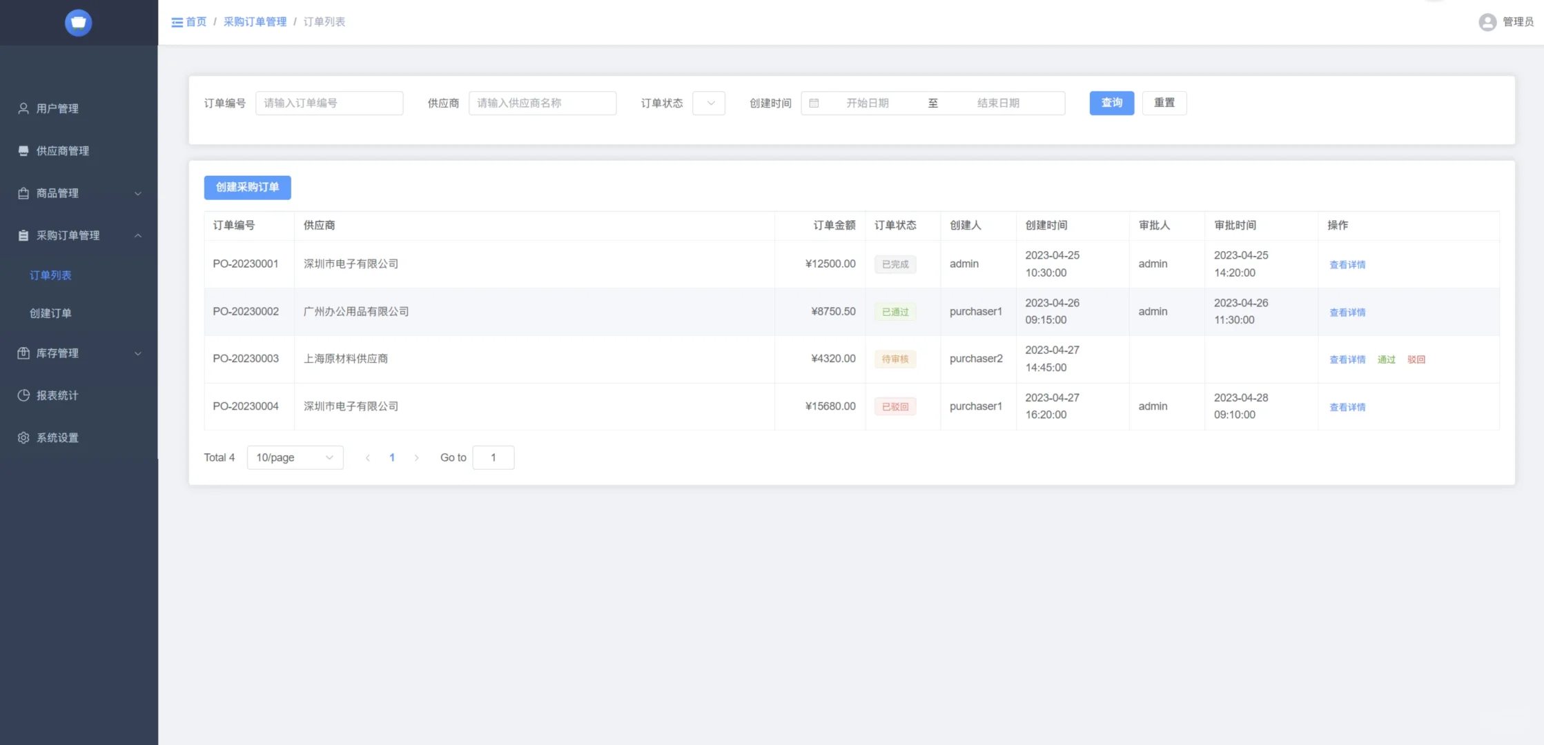 AI写的springboot毕设：采购管理系统