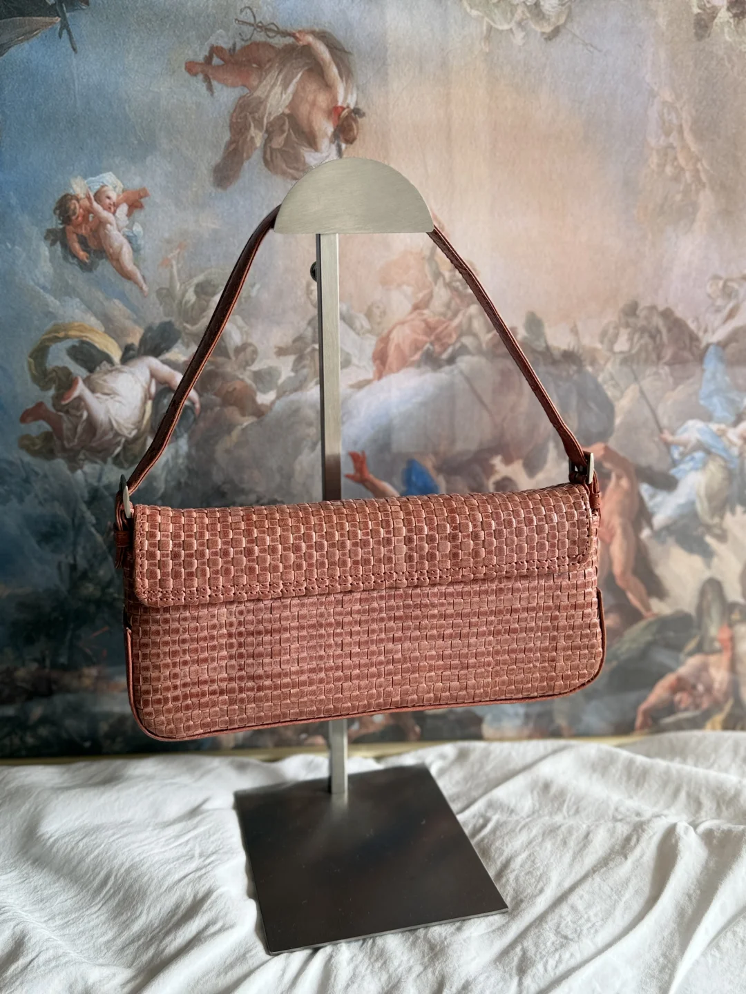 vintage 牛皮编织两用包