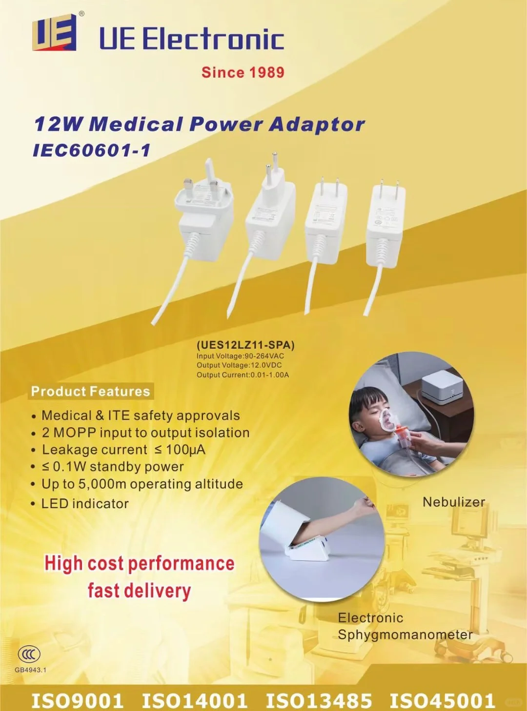 12W医用电源适配器
