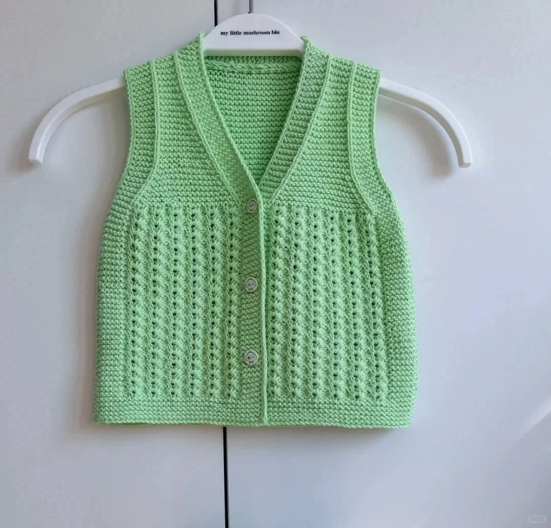 水草花棒针马甲背心