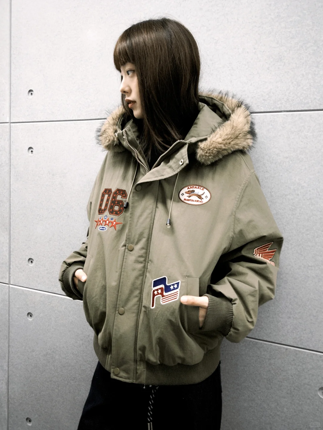 来晒上身图??和露思一起解锁美式派克棉服