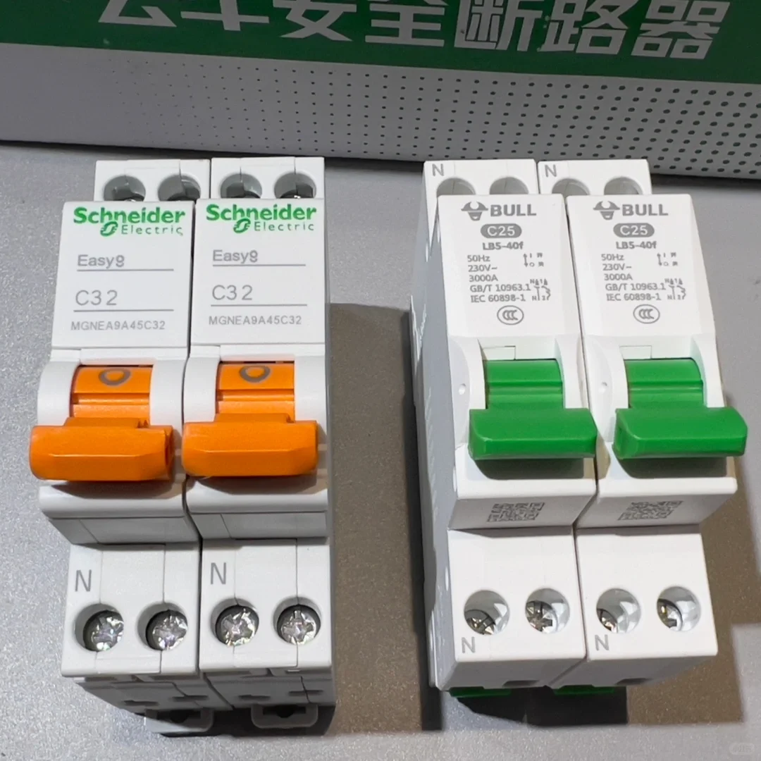 静态对比公牛VS施耐德断路器