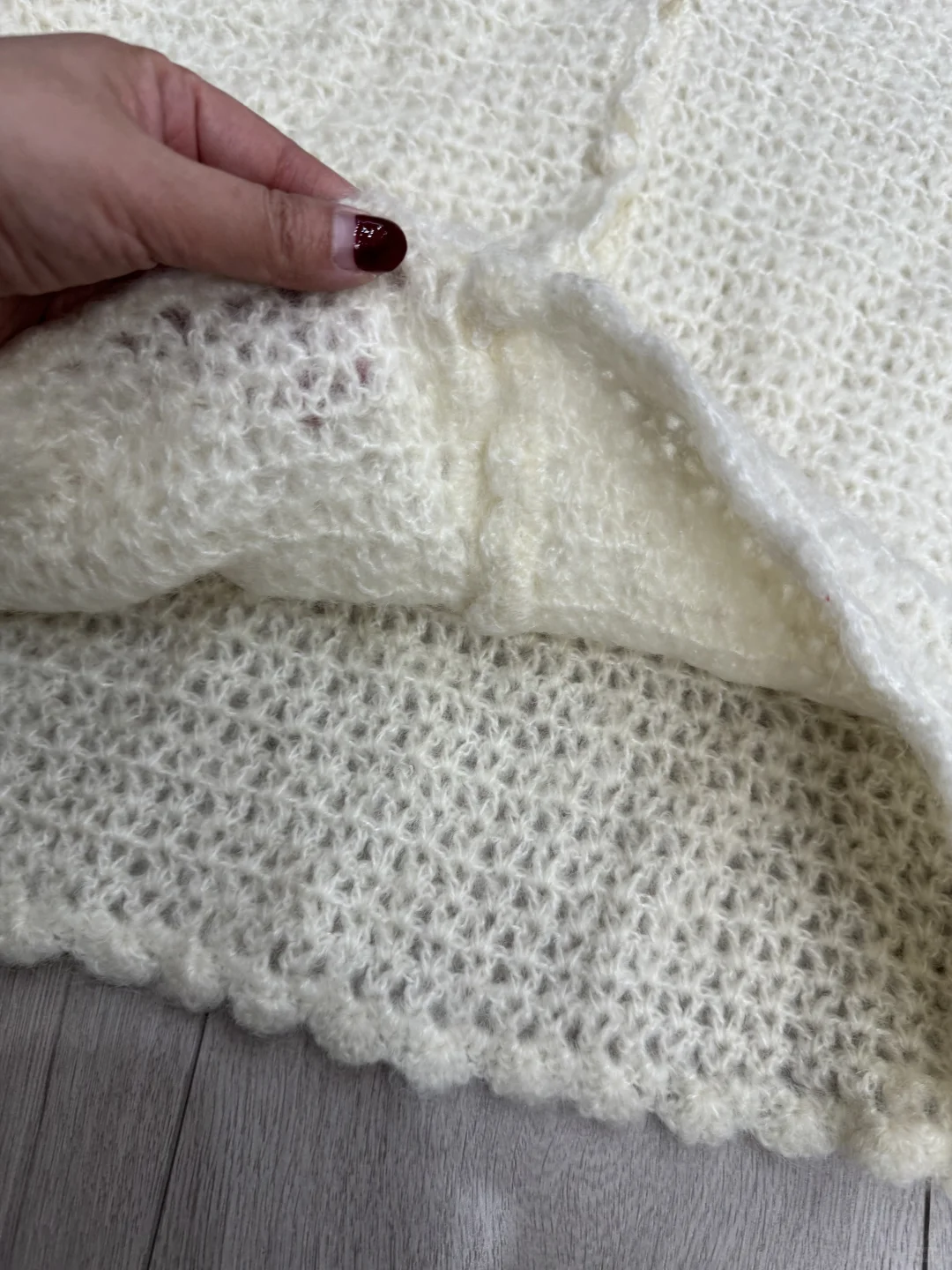 出口货温柔白色系编织感法式甜美毛衣开衫