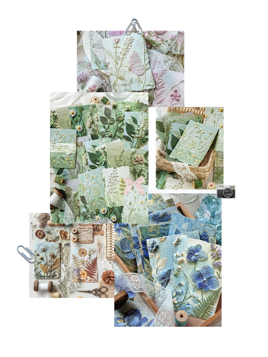 素材分享｜花草情书植物浮雕系列素材纸