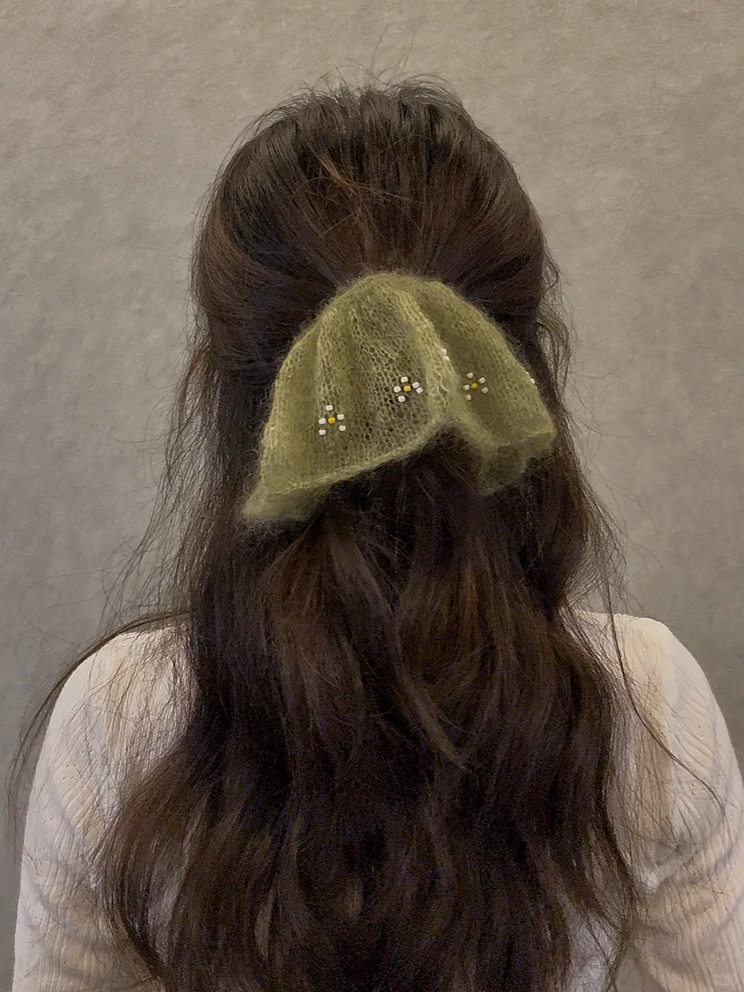 棒针发圈?｜绿油油搭配串珠小花