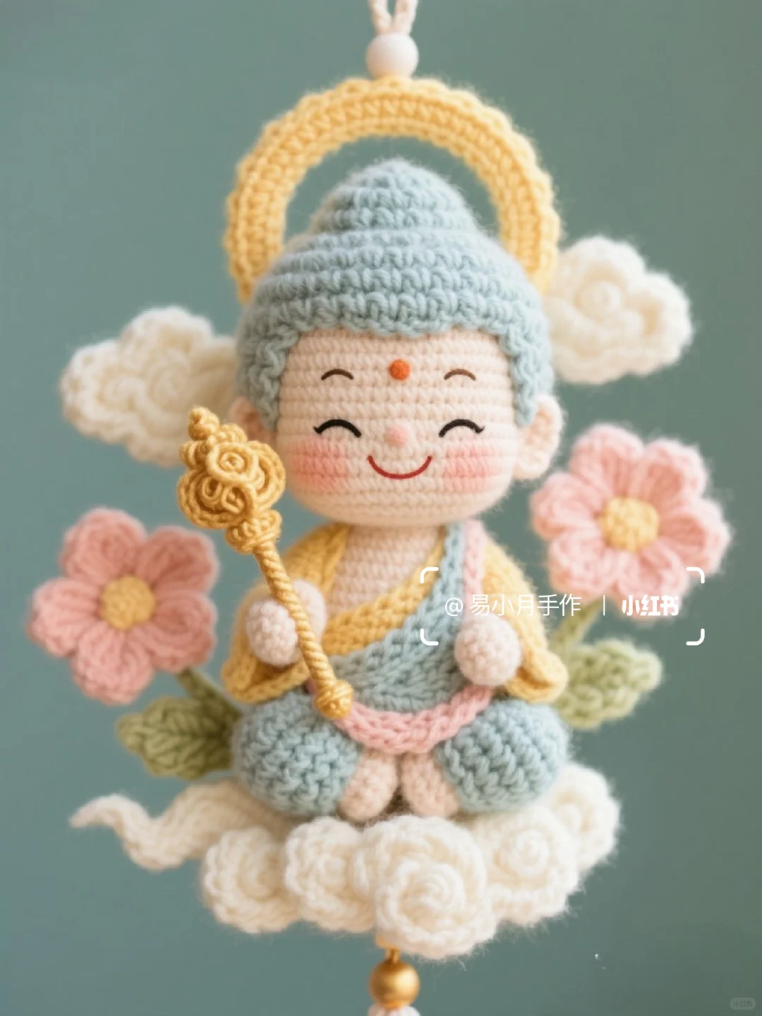 每天一个钩织设计~钩织佛像挂件