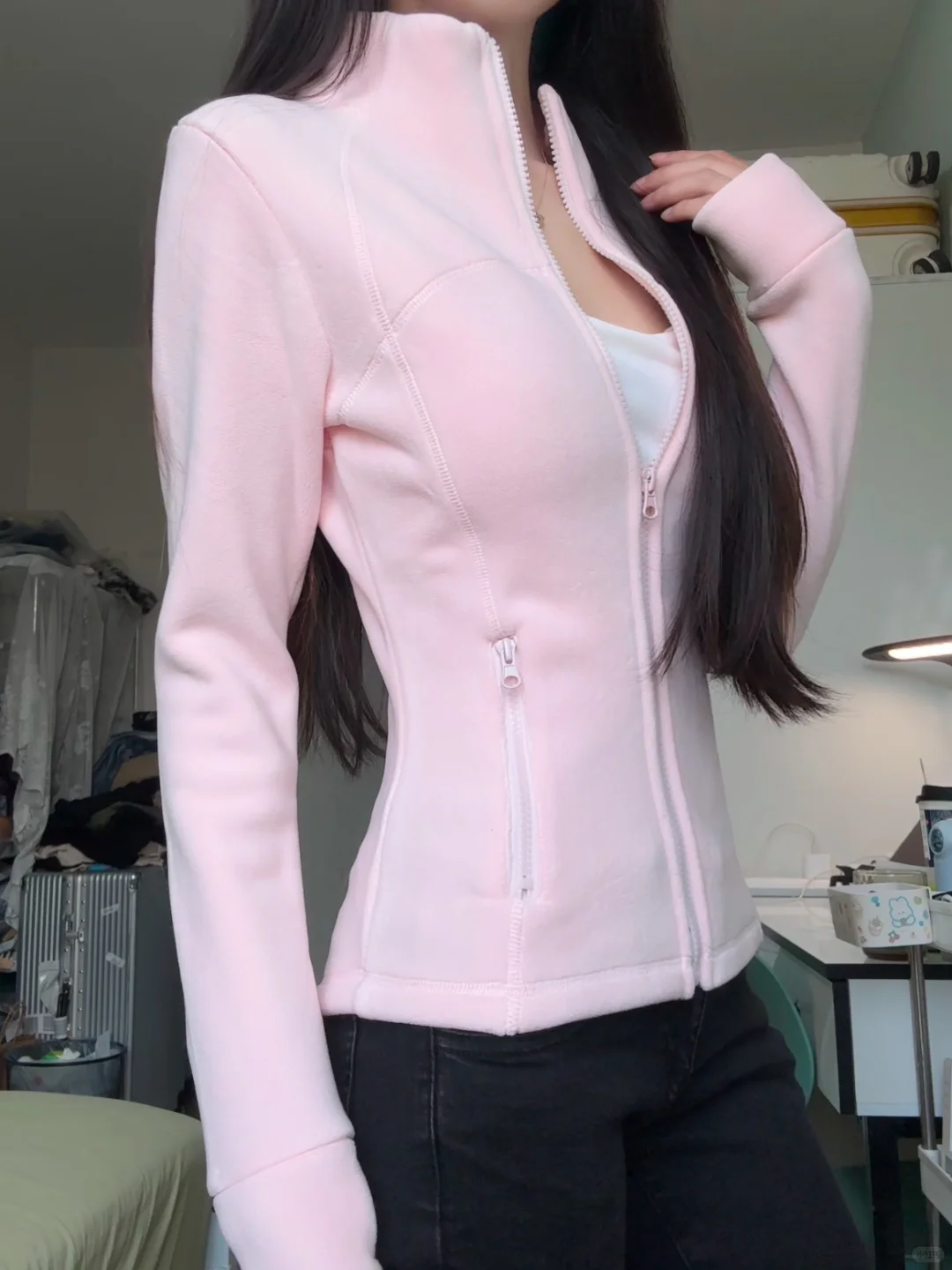 掐腰修身摇粒绒小外套